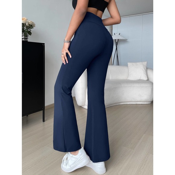 y2k trendy Overlap Waist v Flare Leg Pants - Picture 7 of 11